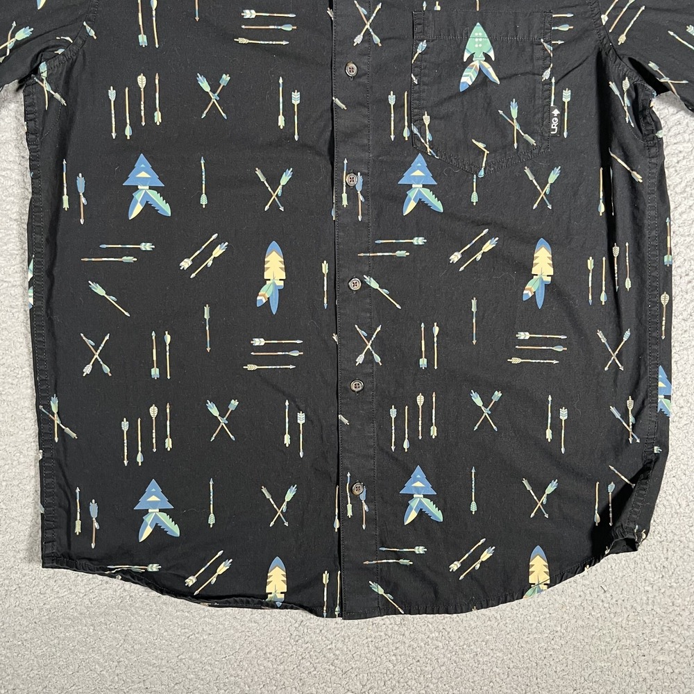 LRG Lifted Research Group Shirt Mens Large Black Native American Print Button Up - Picture 4 of 12